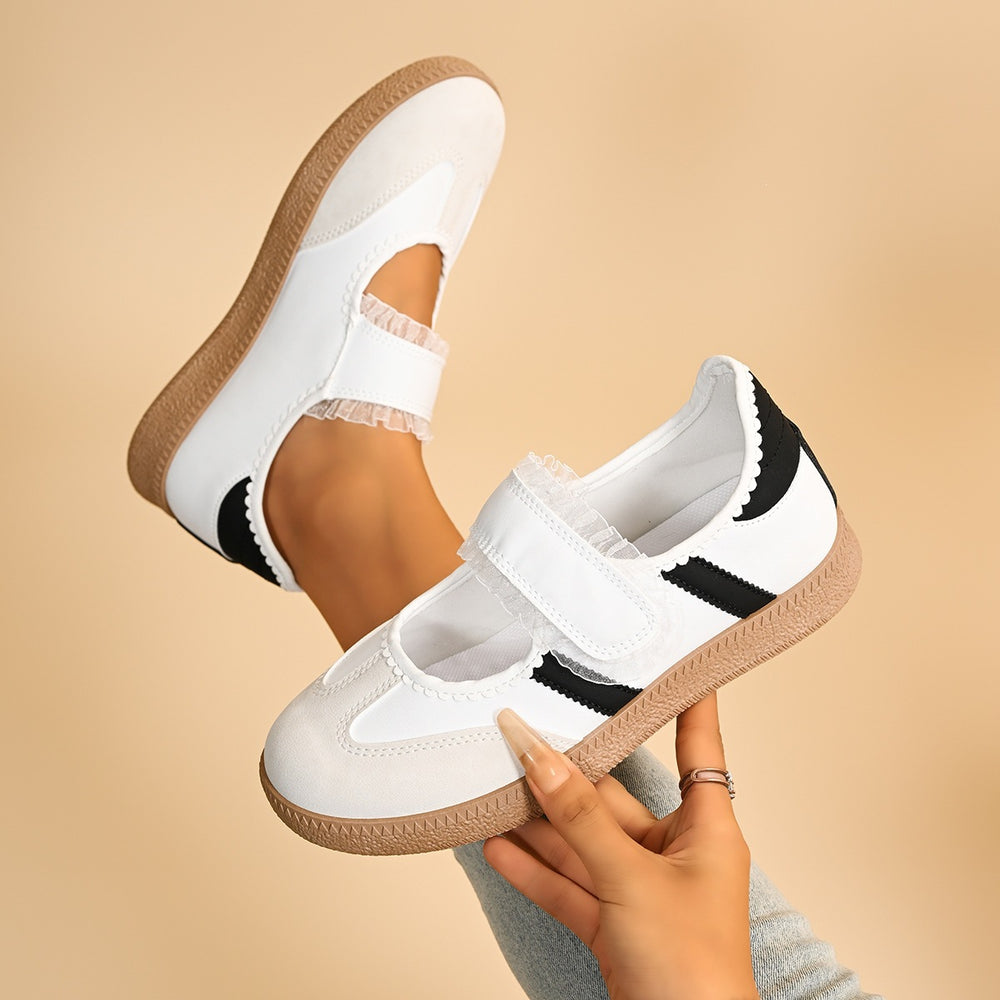 Exportplus sizemodestylecasuallacevelcroflatsplaidsoft bottomk-style german training shoes for women and couples wholesale