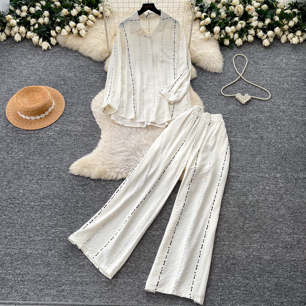 Lazy style pink cardigan wide-leg pants two-piece set female autum lazy feeling work clothingeasiest for matchfashionableelegantsuit