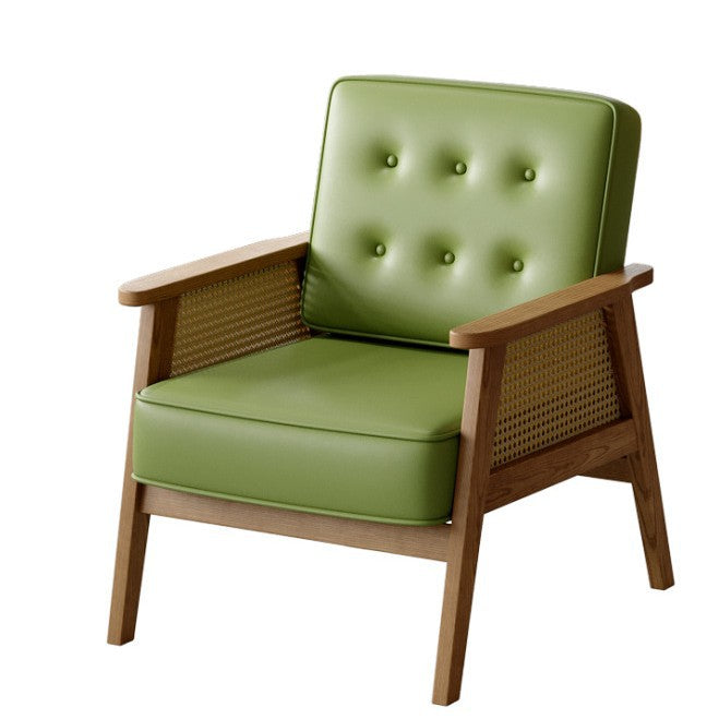 Customized wabi sandy wind woven rattan cafe tables and chairs dessert shop catering shop milk tea shop solid wood negotiation leisure area tables and chairs