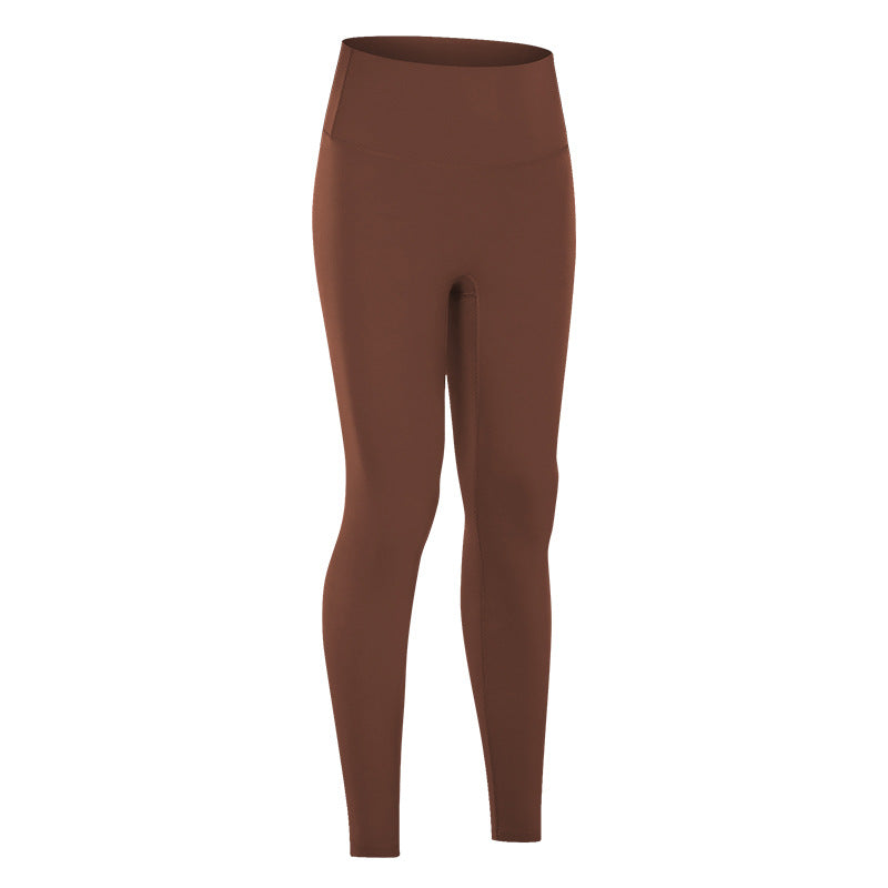 Dianqian new arrival nude fitness pants women's no embarrassing line high waist sports hip lifting stretch yoga pants d19108-2