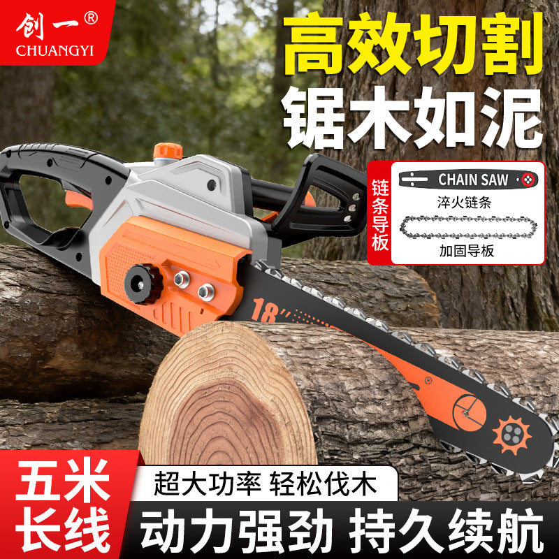 Chuangyi electric saw logging saw 220v high power electric chain saw for home plug-in small handheld electric chain saw