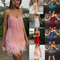 summer new fashion tassel sequin feather patchwork dress -  bestseller, ready to ship for women