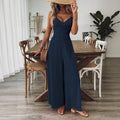 Fashion cross-border women's clothing  summernew arrival fashion waist elegant overalls suspender wide-leg jumpsuit