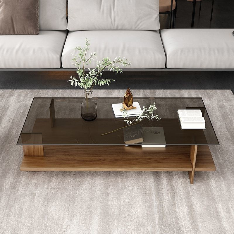 Tempered glass coffee table - small apartment living room, modern minimalist home & office, square tea table, trendy instagram style