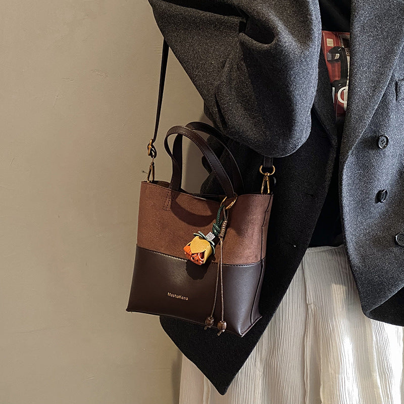 satchelpatchwork bag for women new arrival 2025 super popular large capacity shoulder bucket bag retro niche crossbody bag