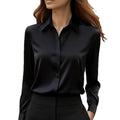 independent station   hot style autumnpure colorlong sleeveseasiest for matchshirt lapelsatinshirt