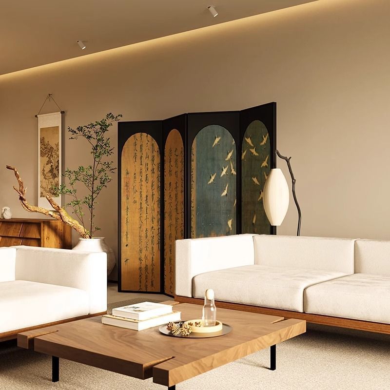 Oriental aesthetics neoclassical screen foldablemovable living room entrance tea room bedroom bedside song weizong crane folding screen
