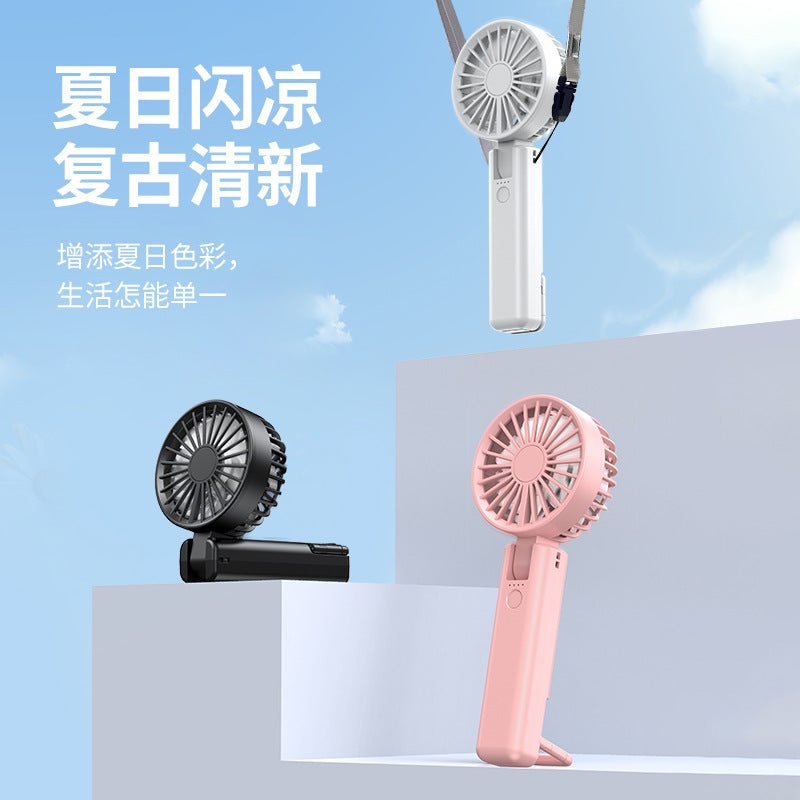 new arrival handheld double-leaf fan for home desktop foldable small fan usb outdoor portable hiking buckle fan