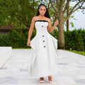 European and american new sleeveless trench dress - fashionable single-breasted wrap bust, double belted, full skirt, slim-fit dress
