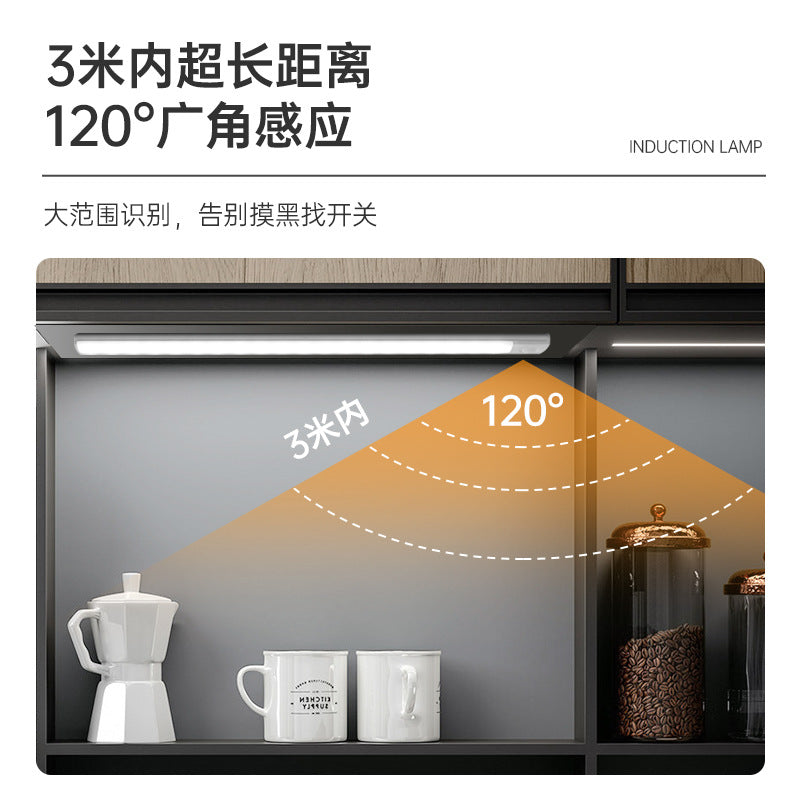 Smart motion sensor ultra-thin led light, wireless magnetic strip cabinet light, rechargeable hallway wardrobe light strip