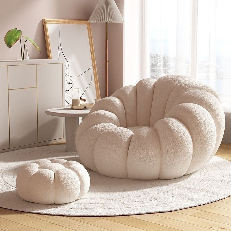 Cream style lazy sofa can lie down and sleep back chair pumpkin single sofa cashmere sofa chair fabric all-in-one