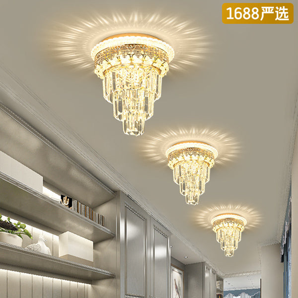 [Strict selection] American crystal small chandelier corridor decorative lighting entrance cloakroom ceiling modern LED light