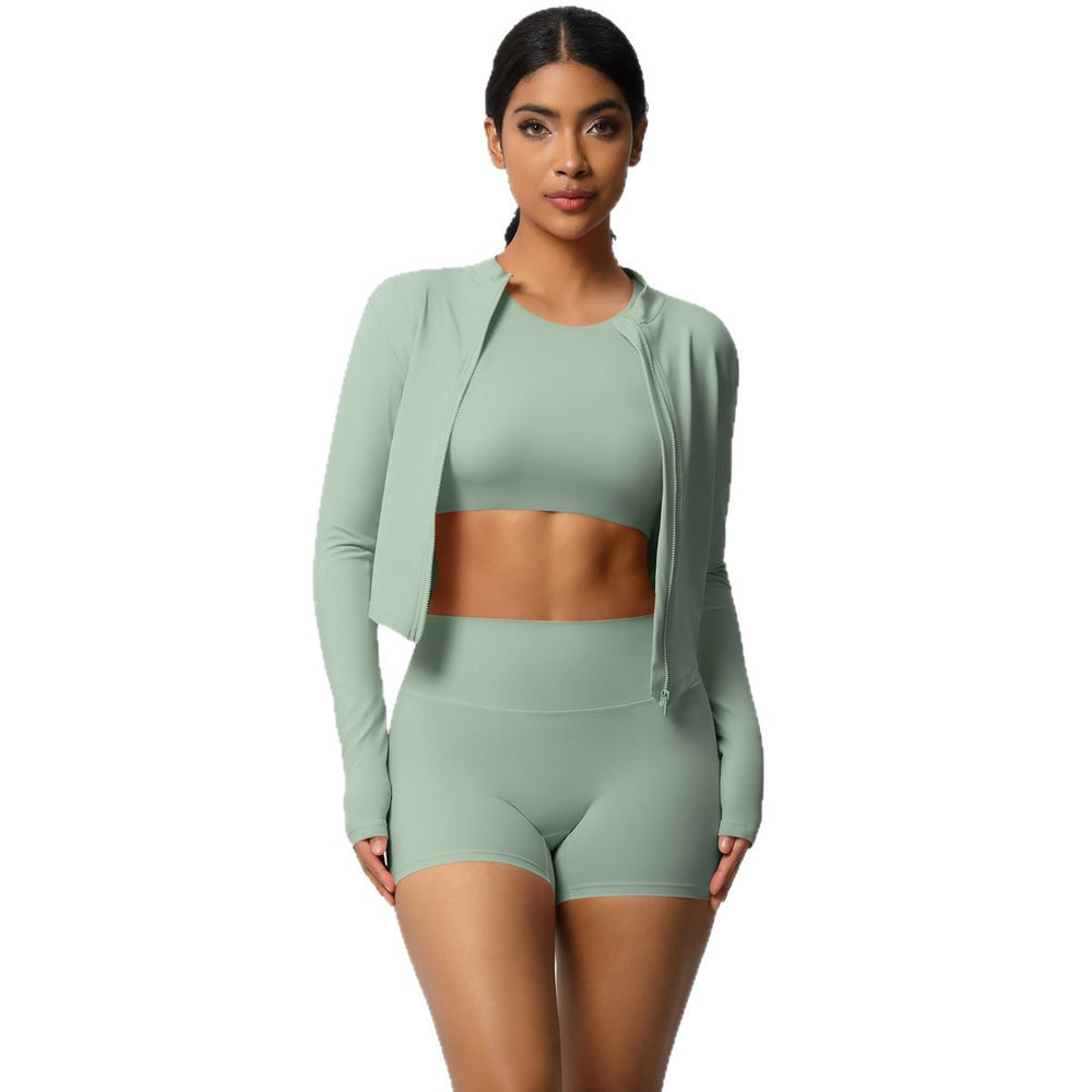European and american high-waisted, tight-fitting yoga outfit - barely-there feel, quick-dry activewear set for women - outdoor casual, slimming, three-piece gym set
