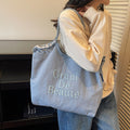 Large capacity practical tote bag women's spring/summer fashionable minimalist embroidered handbag versatile commuter shoulder bag