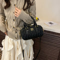 Niche pleated mini pillow bag 2025 new shoulder fashion crossbody bag autumn and winter retro handheld bowling bag