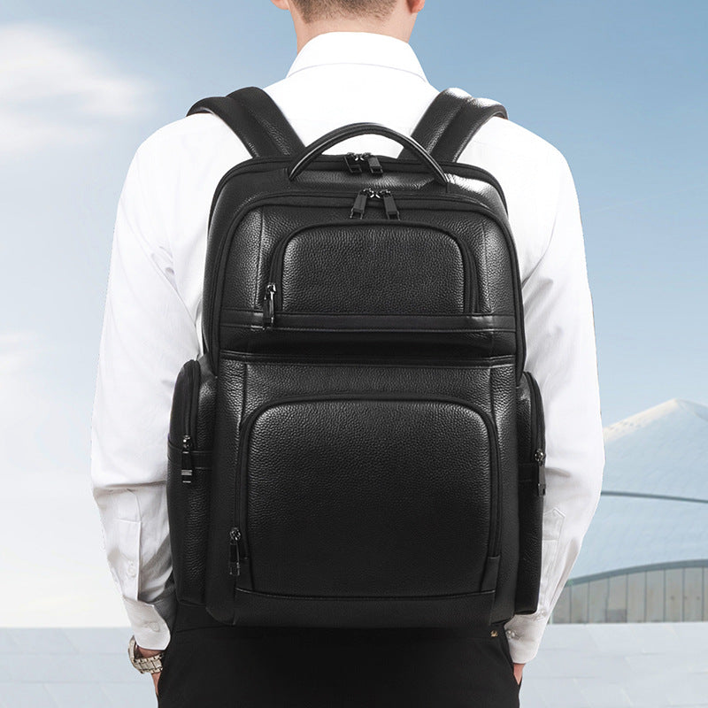 New leather men's backpack first layer cowhide computer bag large capacity men's bag premium business backpack gift bag