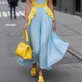 Amazon european style elegant color block ruched v-neck maxi dress - new summer slimming and figure-flattering dress