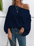 Amazon us & europe fashion independent store  winter new off-the-shoulder satin blouse - loose, asymmetrical top