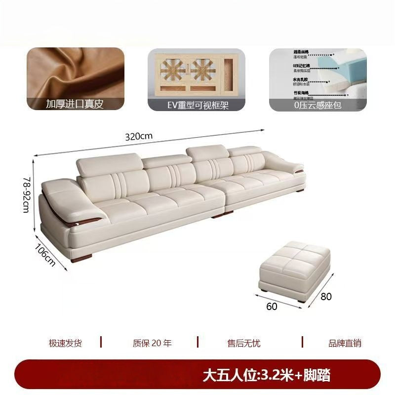 2025 new genuine leather sofa set, modern leather furniture for home living room, top grain cowhide sofa