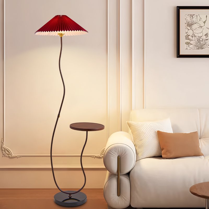Modern minimalist floor lamp - living room accent light with shelves, designer-inspired mid-century style