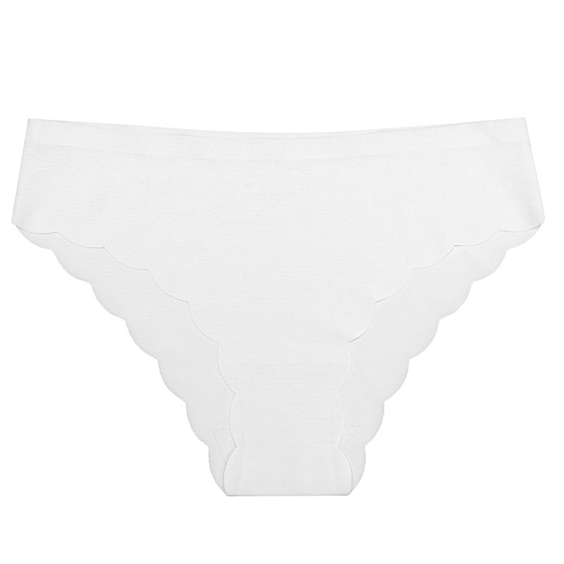factory wholesale ice silk seamless underwear wavy edge low waist sports fold waist women's nylon briefs pure cotton crotch