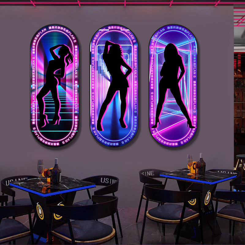 Bar nightclub sexy beautiful woman led ambient light hanging painting KTV tavern box club luminous abyss mirror decorative painting
