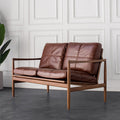 Scandinavian solid wood leather hank chair italian normcore sofa living room chair balcony lazy down single sofa chair