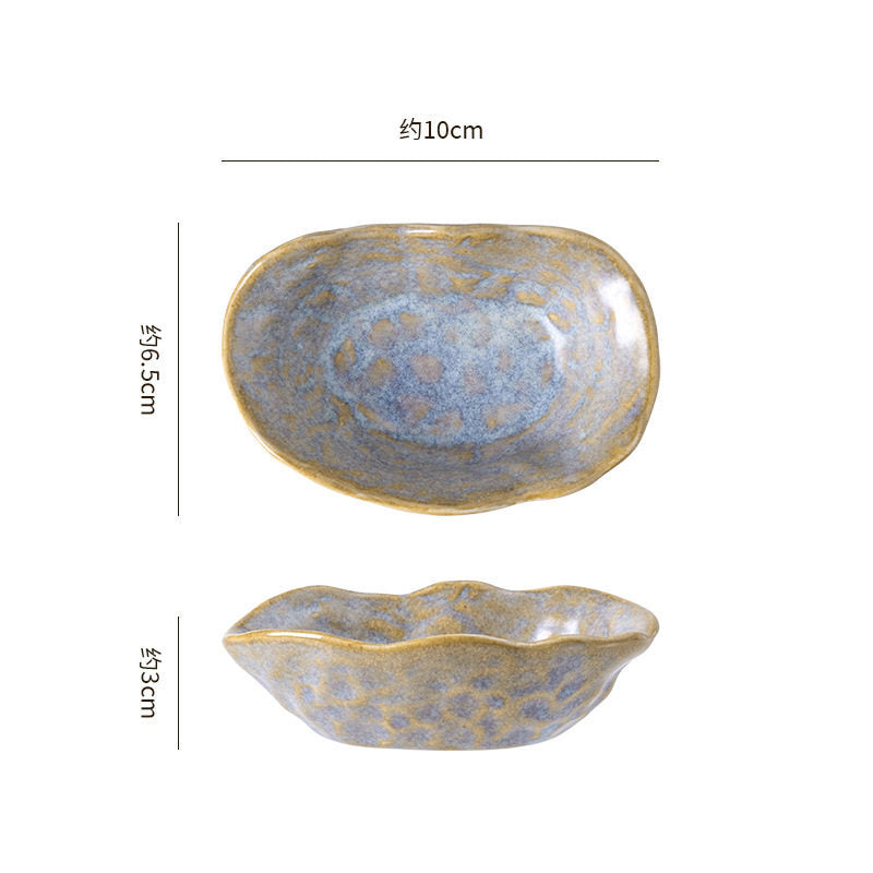 Japanese kiln-turned ceramic oyster-shaped dish, sushi soy sauce, mustard dish, appetizer dish, hot pot restaurant dipping dish, seasoning dish