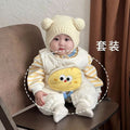 Baby clothes cute baby winter outfit super adorable overalls set autumn and winter new fleece-lined medium-thick bodysuit