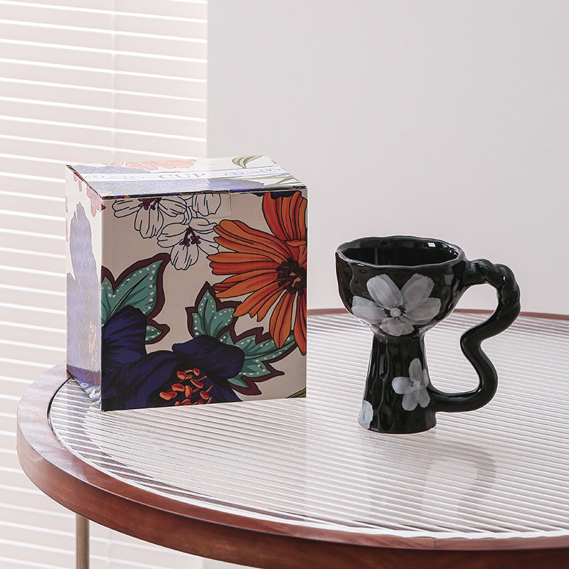 Creative niche handmade mugs, goblets, vintage ceramic coffee cups, ice cream cups, afternoon tea cups - gift box set