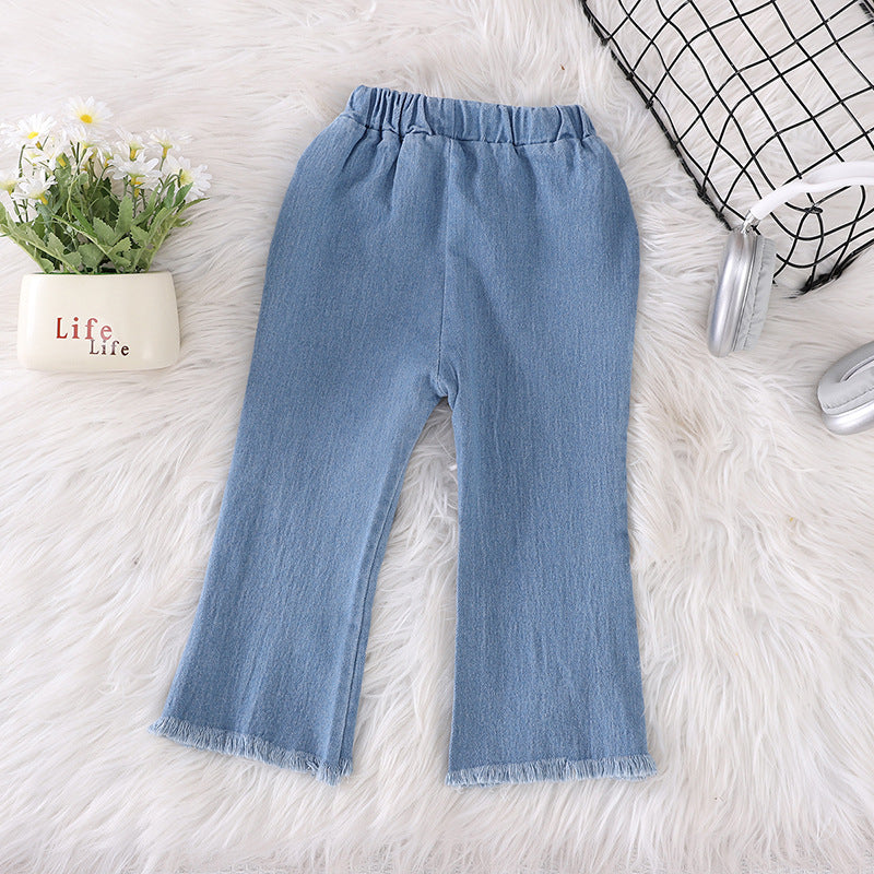 Girls' flare jeans - spring/autumn  new collection - slightly stretchy, mid-rise, stylish denim flare pants for trendy kids and toddlers