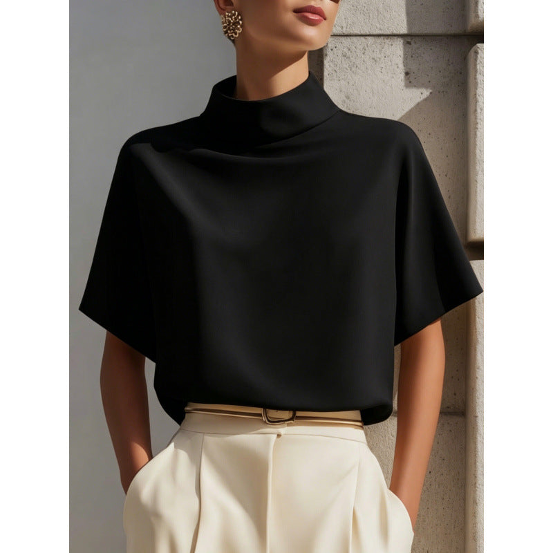 european and american style women's summer new chinese style stand collar shirt - unique design, commuter chic blouse