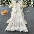 Elegant mint green sleeveless halter dress - women's early summer pleated ruffle trim slimming chic pleated maxi dress