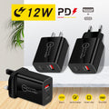 Pd20w charger us plug, 20w dual-port fast charging adapter, qc3.0 + pd compatible with apple, huawei, and xiaomi devices