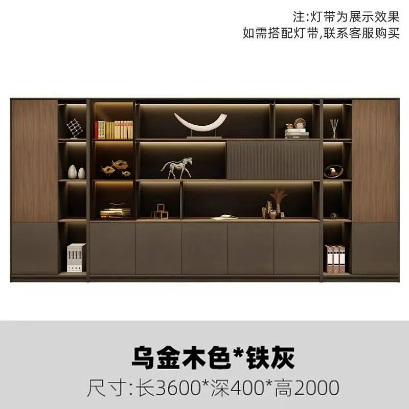 Office bookcase boss background cabinet file cabinet wooden information cabinet storage storage wall floor cabinet
