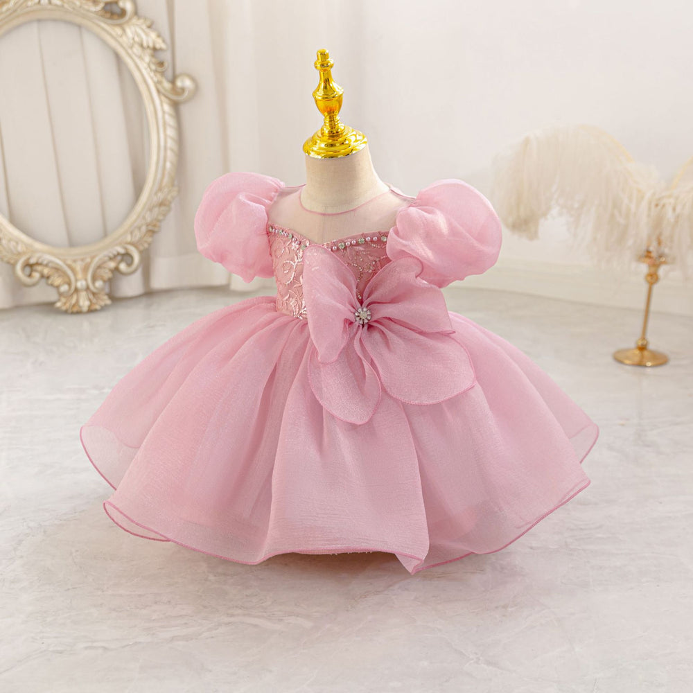 New arrival: children's formal dress - bowknot, puff sleeves, tiered princess dress for flower girls