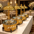 Wedding hotel stainless steel gold 8l fuel heater buffet catering insulation heater banquet catering hanging cover type