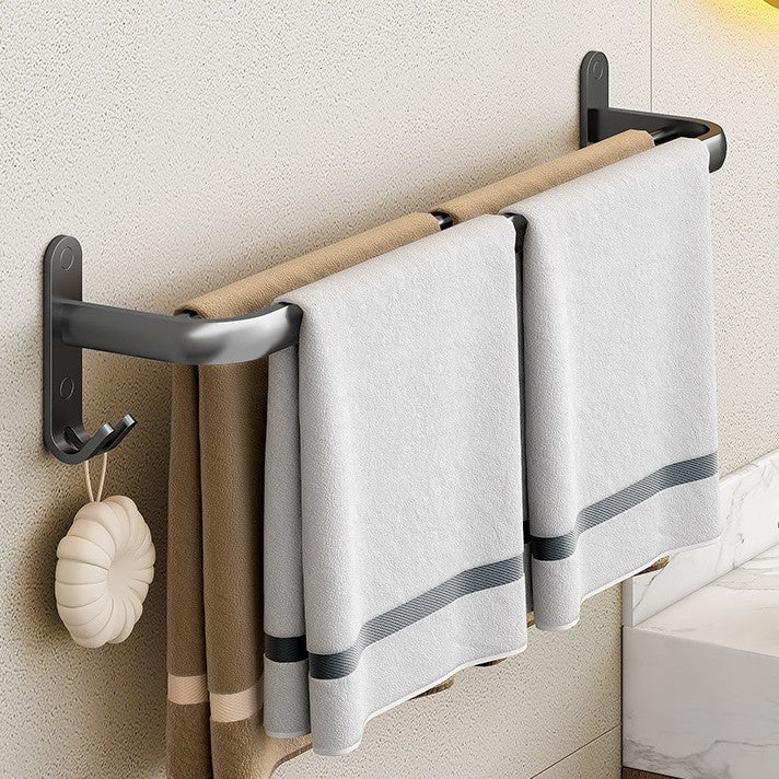 No punching towel rack, bathroom space aluminum bath towel hanging rod, bathroom hanger, storage rack, single and double bar towel bar.
