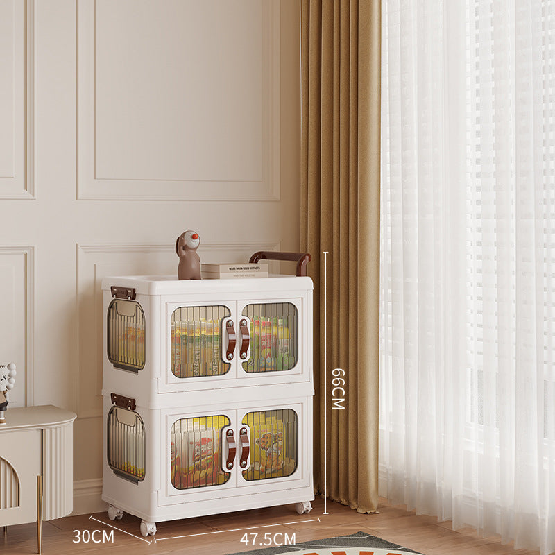 Xinle, light luxury cream wind cart storage cabinet, installation-free storage cabinet, double door multi-layer thickened storage box