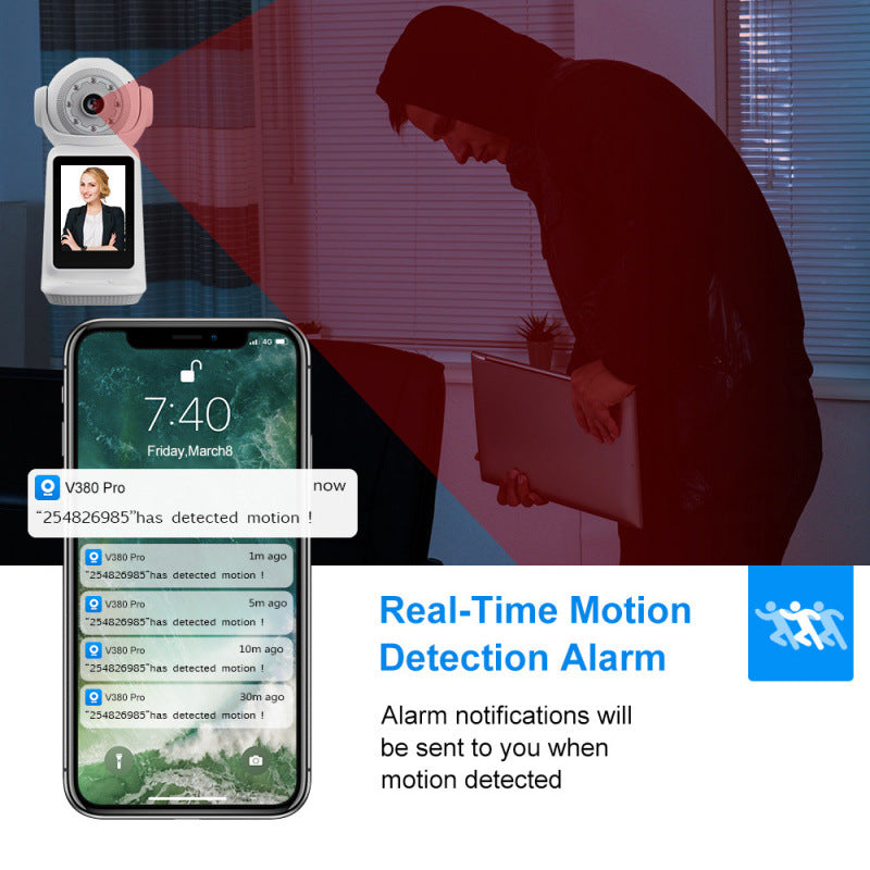 Cross-border hot-selling V380 camera indoor video call shaking head machine wireless WiFi desktop surveillance camera