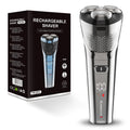 Full body washable electric shaver, rechargeable razor with floating triple-blade head, beard trimmer, 60-minute battery life