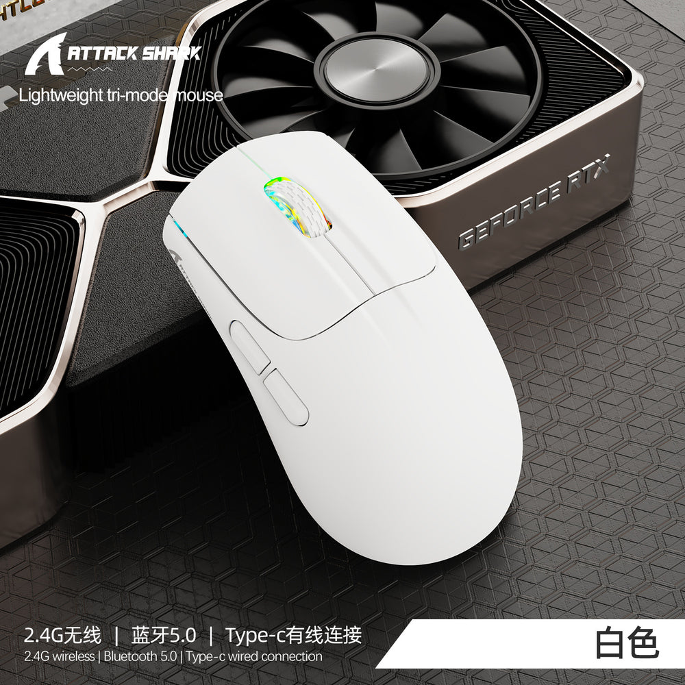 Attack shark x5rgb tri-mode wireless mouse - lightweight gaming mouse with bluetooth, wireless, and wired connectivity