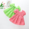 Girls' dress princess dress summer cool baby tulle dress korean style chic sweet chiffon dress with puff sleeves