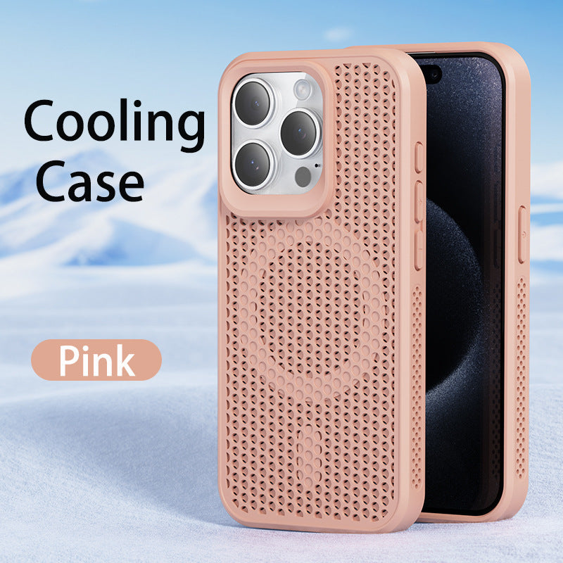Suitable for apple 17promax mobile phone case iphone15pro breathable cooling magnetic case 11 honeycomb cooling