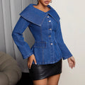fashion street style large lapel denim long sleeveseasiest for matchfashionsexystylish women's outweartrendy