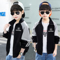 Stylish boys' spring/autumn long-sleeve jacket, middle and young children's autumn jacket, girls' baby zip-up top, children's sweatshirt