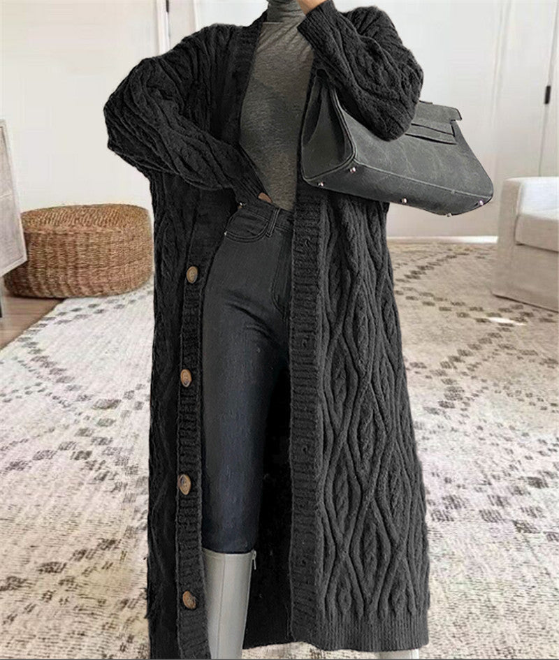 European and American  women's clothing autumn and winter new lazy style retro long loose knitted cardigan jacket women