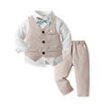 New arrival: factory direct british style boys' plaid vest, shirt, and trousers set - perfect for first birthday celebrations and formal occasions