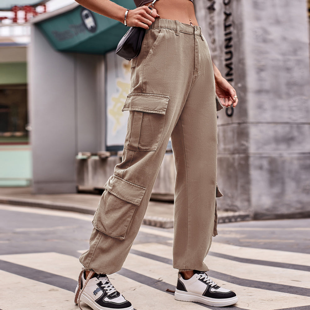 cross-border fashion: european & american style women's denim cargo pants - new  listing, relaxed fit with drawstring design, casual activewear