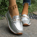 export plus size women's flats -  autumn new collection: metal chain detail, flat & chunky sole, casual loafers - wholesale
